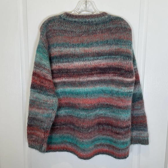 .Tessa Italian Designer Alpaca Pullover Sweater Striped Soft Mohair Crew Neck M - Picture 5 of 5